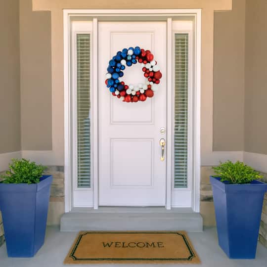 22" Red, white & Blue Glittered Patriotic Ornament Wreath